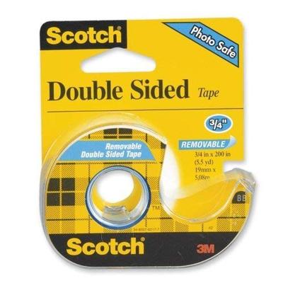 Wholesale CASE of 25 - 3M Scotch Double-Sided Photo Safe Tape-Double-Sided Tape, Removable, 3/4"x200