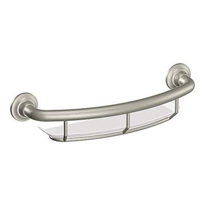 Moen R2356DBN Home Care 16 Inch Grab Bar with Shelf, Brushed Nickel