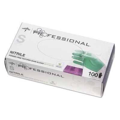 Medline MIIPRO31761 Professional Nitrile Exam Gloves With Aloe, Small, Green, 100 Per Box