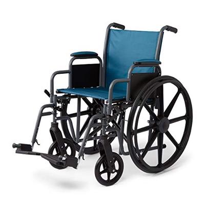 Medline Folding Wheelchair with Desk-Length Arms & Swing-Away Leg Rests, 18" X 16" Seat, Microban An