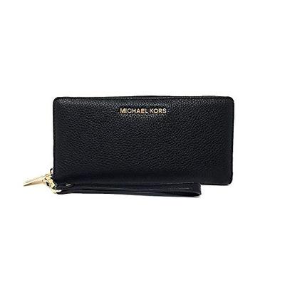 Michael Kors Jet Set Travel Continental Leather Wallet/Wristlet - Black/Gold, Medium