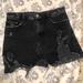 Zara Skirts | Black Distressed Zara Denim Mini Skirt | Color: Black | Size: S