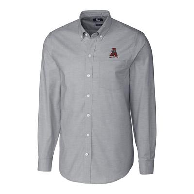 Alabama Crimson Tide Cutter & Buck Stretch Vault Logo Oxford Long Sleeve Shirt - Charcoal
