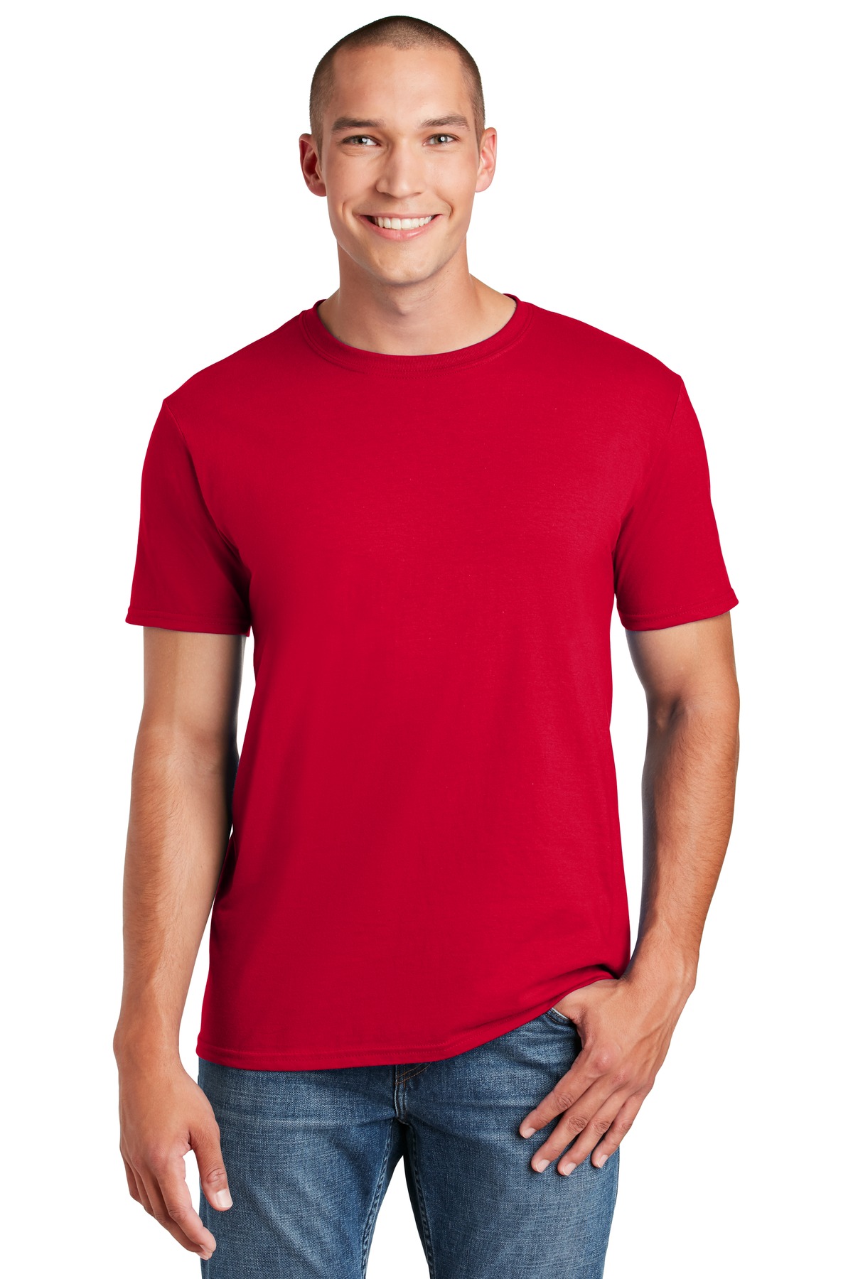 Gildan G640 Adult Softstyle T-Shirt in Red size Large | Cotton 64000, G64000