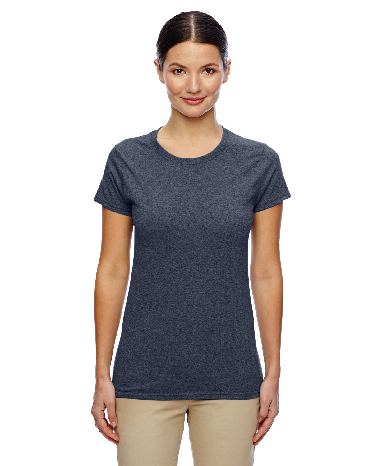 Gildan G500L Women's Heavy Cotton T-Shirt in Heather Navy Blue size 2XL 5000L, G5000L