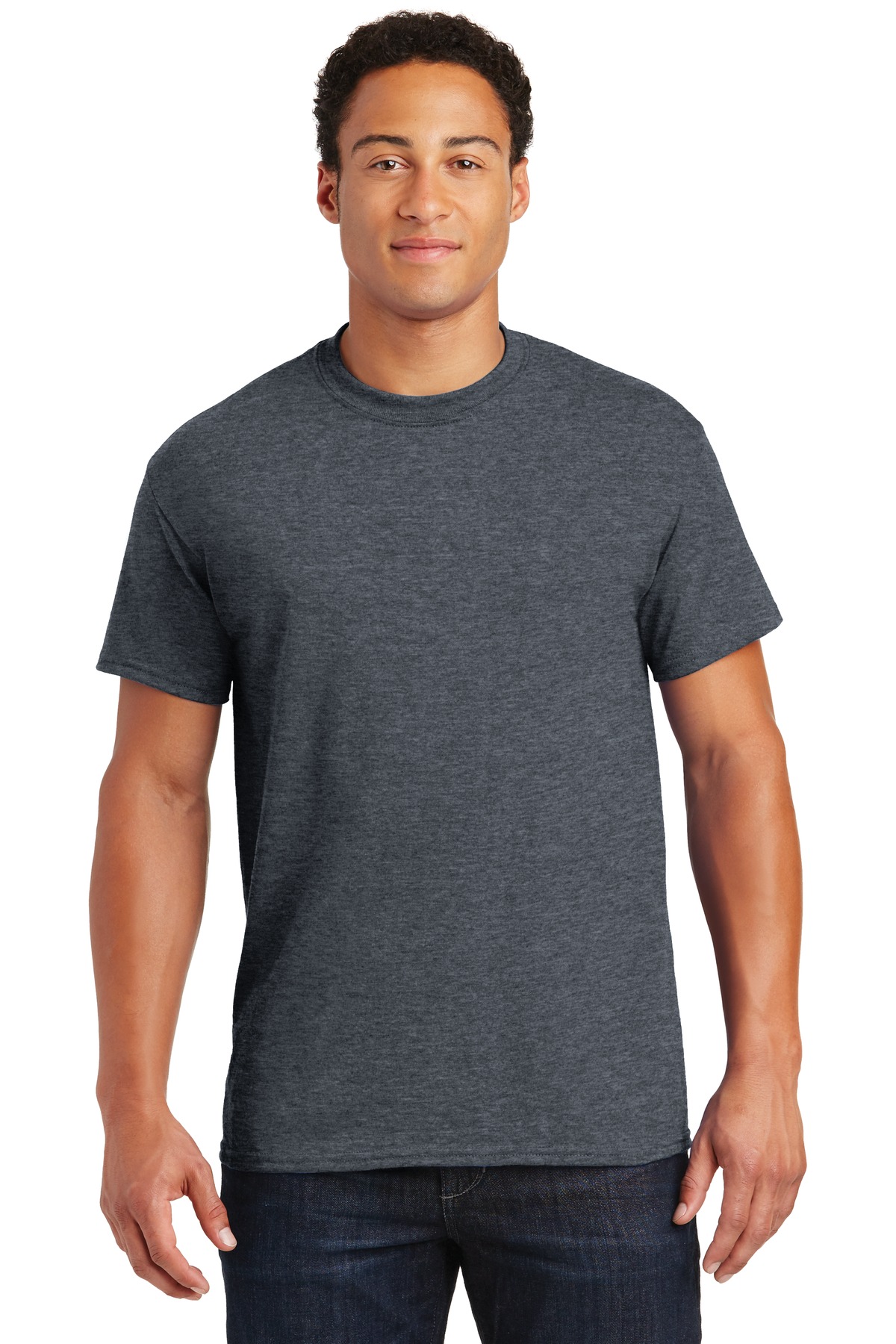 Gildan G800 Adult 50/50 T-Shirt in Dark Heather size Large | Cotton Polyester 8000, G8000