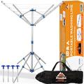 Xtremeauto Rotary Washing Line Freestanding Airer - Camping Outdoor Clothes Dryer - Foldable Free Standing Washing Lines, Portable Wide Base Caravan Portable Clothes Line, 4 Arm Camping Washing Line