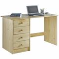 Bureau arne pour enfant ou adulte multi rangements, avec 4 tiroirs, en pin massif vernis naturel