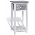 Helloshop26 - Table de nuit chevet commode armoire meuble chambre avec 1 tiroir gris et blanc