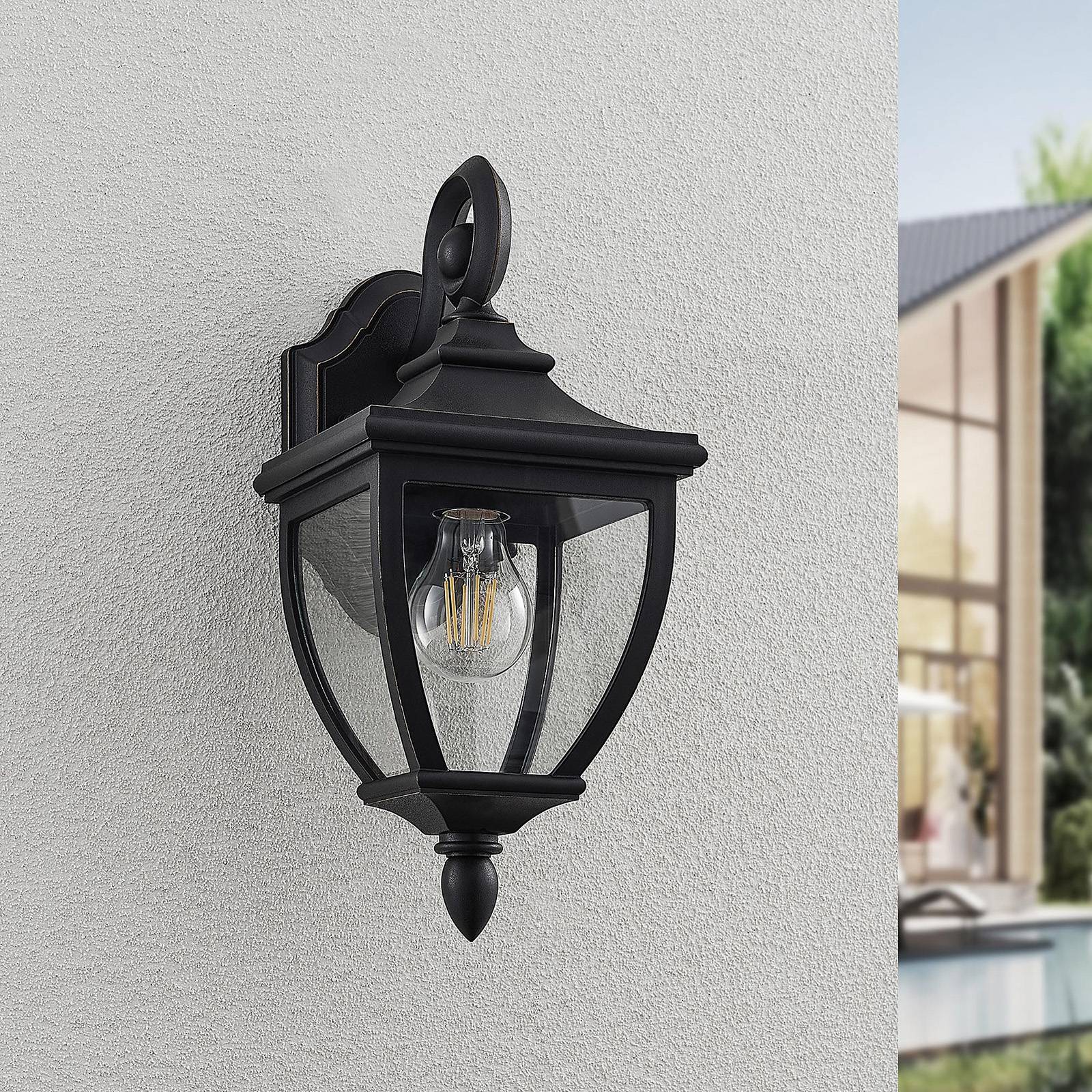 Aussenwandleuchte Cerys Lindby, dimmbar, schwarz, Kunststoff, Antik, Wandleuchte außen