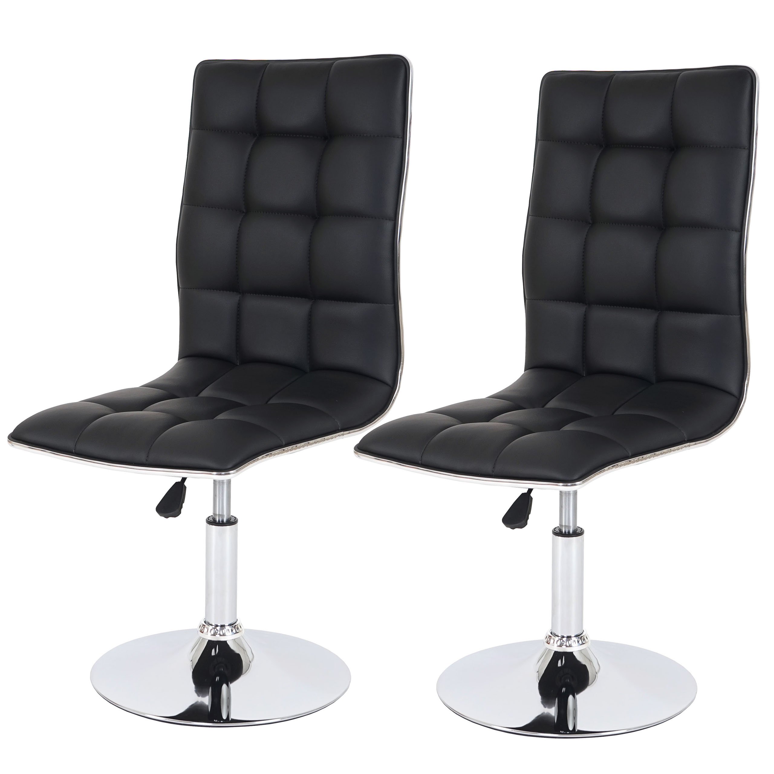 2er-Set Esszimmerstuhl HWC-C41, Stuhl Küchenstuhl, höhenverstellbar drehbar, Kunstleder FSC®-zertifiziert ~ schwarz