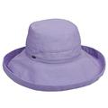 SCALA Womens Cotton Big Brim Hat with Inner Drawstring & UPF 50+ Rating, Lavender, One Size