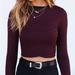 Urban Outfitters Tops | Black And Maroon Striped Crop Long Sleeve | Color: Black/Red | Size: Xs