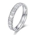 Unisex Comfort Fit Solid Sterling Silver 4mm Simulated Diamond Full Eternity Ring Patterned Wedding Band (U)