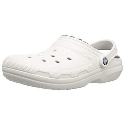 Crocs Classic Lined Clog, white/grey, 13 US Women / 11 US Men