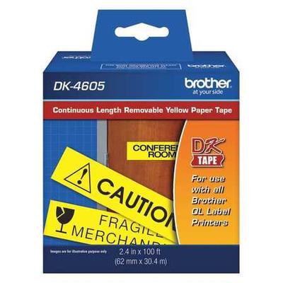 BROTHER DK4605 2-1/2" Black/Yellow Paper Adhesive Removable Label