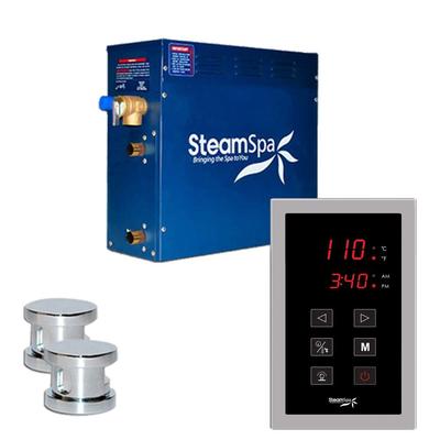 SteamSpa Oasis 10.5kW Touch Pad Steam Bath Generator Package in Chrome