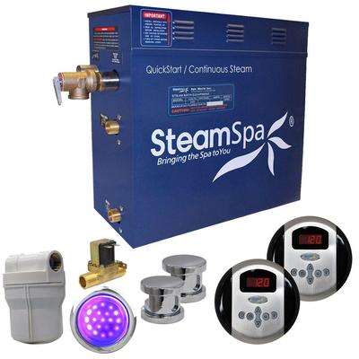 SteamSpa Royal 10.5kW QuickStart Steam Bath Generator Package with Built-In Auto Drain in Polished C