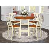 Charlton Home® Tyshawn Counter Height Drop Leaf Rubberwood Solid Wood Dining Set Wood in White | Wayfair 5F2BFF77EB474AD88F6D9420F7B848CC