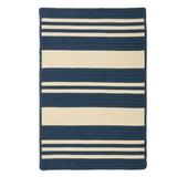 Blue/Navy 108 W in Area Rug - Hokku Designs Wisley Striped Braided Navy/Beige Indoor/Outdoor Area Rug Polypropylene | Wayfair