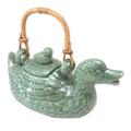 World Menagerie Elata Mamma Duck 0.5 qt. Ceramic Teapot Porcelain China/Ceramic in Green | 7 H x 8.5 W x 4.3 D in | Wayfair 184758