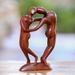 World Menagerie Penishaw Couple in Love Suar Wood Sculpture Wood in Brown/Gray | 7.8 H x 5.5 W x 1.6 D in | Wayfair 178416