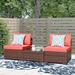 Latitude Run® Aksh 3 Piece Rattan Seating Group w/ Cushions Synthetic Wicker/All - Weather Wicker/Wicker/Rattan in Red | Outdoor Furniture | Wayfair