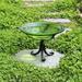 Fleur De Lis Living 12 Inch Crackle Birdbath w/ Tripod Stand Glass in Green | 12.75 H x 12.5 W x 9.25 D in | Wayfair