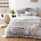 Atmosphera - Housse de couette 220x240 Ethnik + 2 taies 100% coton 57 fils - Blanc