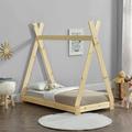 [en.casa] - Lit de Tipi pour Enfant Onejda Bois Naturel 140 x 70 cm