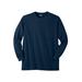 Men's Big & Tall Shrink-Less™ Lightweight Long-Sleeve Crewneck Pocket T-Shirt by KingSize in Navy (Size 3XL)
