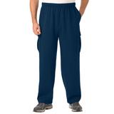 Men's Big & Tall Fleece Cargo Sweatpants by KingSize in Navy (Size 4XL)