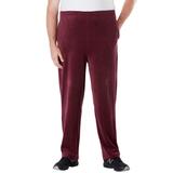 Men's Big & Tall Velour Open Bottom Pants by KingSize in Deep Burgundy (Size 4XL)