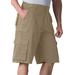Men's Big & Tall Boulder Creek® 12" Side-Elastic Stacked Cargo Pocket Shorts by Boulder Creek in Dark Khaki (Size 48)