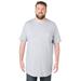 Men's Big & Tall Shrink-Less™ Lightweight Longer-Length Crewneck Pocket T-Shirt by KingSize in Heather Grey (Size XL)