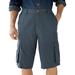 Men's Big & Tall Boulder Creek® 12" Side-Elastic Stacked Cargo Pocket Shorts by Boulder Creek in Carbon (Size 68)