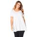 Plus Size Women's Scoopneck Swing Ultimate Tunic by Roaman's in White (Size 30/32) Long Shirt