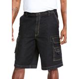 Men's Big & Tall Boulder Creek® 12" Side Elastic Denim Cargo Shorts by Boulder Creek in Black Denim (Size 52)