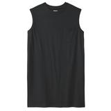 Men's Big & Tall Shrink-Less™ Longer-Length Lightweight Muscle Pocket Tee by KingSize in Black (Size 5XL) Shirt