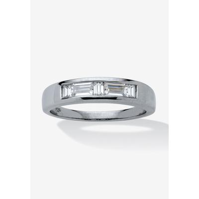 Men's Big & Tall Platinum over Silver Baguette Wedding Band Ring Cubic Zirconia by PalmBeach Jewelry in White (Size 11)