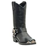 Wide Width Men's Dingo 12" Leather Eagle Harness Strap Boots by Dingo in Black (Size 10 1/2 W)