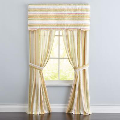 Florence Panel Set with Tiebacks 42"W x 84"L by BrylaneHome in Dandelion Stripe Curtain