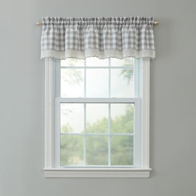 Buffalo Check Rod-Pocket Valance by BrylaneHome in Grey Window Curtain