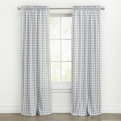 Wide Width Buffalo Check Rod-Pocket Panel by Achim Home Décor in Grey (Size 42" W 95" L) Window Curtain