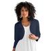 Plus Size Women's Bolero Cardigan with Three-Quarter Sleeves by Roaman's in Navy (Size 4X) Shrug