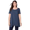 Plus Size Women's Scoopneck Swing Ultimate Tunic by Roaman's in Navy (Size 22/24) Long Shirt