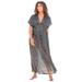 Plus Size Women's Long Caftan Cover Up by Swim 365 in Silver Black Dots (Size M/L) Swimsuit Cover Up