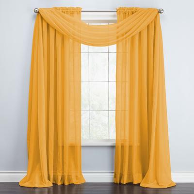 Wide Width BH Studio Sheer Voile Scarf Valance by BH Studio in Gold (Size 40" W 144"L) Window Curtain