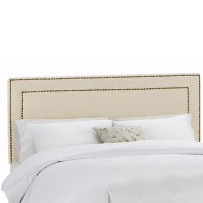 Velvet with Brass Nailhead Trim Full Headboard by Skyline Furniture in Buckwheat