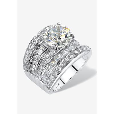 Platinum over Silver Engagement Ring Cubic Zirconia (7 1/7 cttw TDW) by PalmBeach Jewelry in Silver (Size 5)